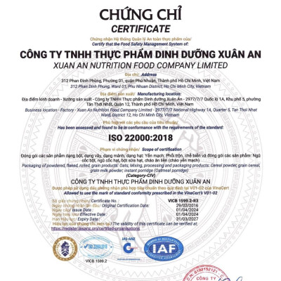 Ngũ Cốc Dinh Dưỡng Canxi Xuân An [ít đường] Túi 400G {25g*16 gói}