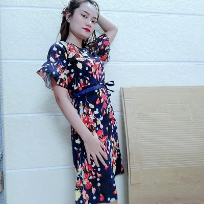 Váy nữ dự tiệc hoa tím sang trọng New4all kiểu Hàn Quốc hè 2019Váy nữ dự tiệc hoa tím sang trọng New4all kiểu Hàn Quốc hè 2019