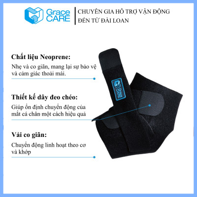 Đai Cố Định Cổ Chân Grace Care AB221 – Hỗ Trợ Chấn Thương, Bong Gân, Tập Luyện Thể Thao