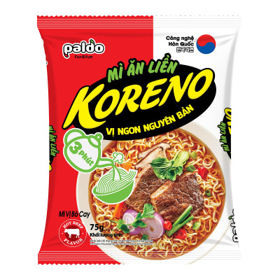 Thùng 6 Lốc Mì ăn liền Koreno Vị Bò Cay Lốc 5 +1 gói