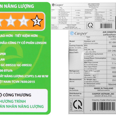Máy lạnh Casper Inverter 1HP GC-09IS32 - Chỉ giao HCM