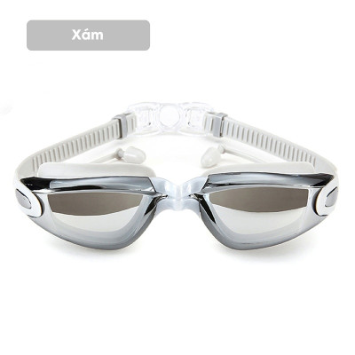 Kính bơi nam nữ tráng gương cao cấp có bịt tai - Kính bơi chống tia UV, chống sương mù thiết kế chống trơn trượt, co giãn - Hàng chính hãng