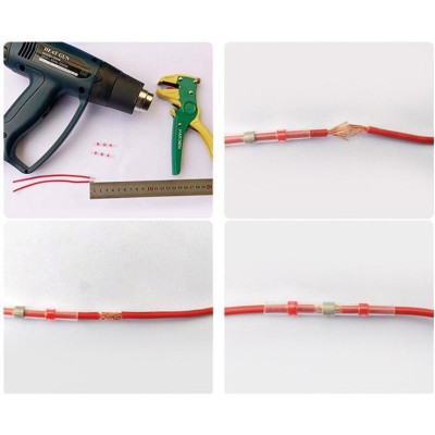 Bộ 50 Đầu Nối Dây Điện, Cút Nối Dây Điện Tự Hàn, Chống Nước, Trong Suốt Tiện Dụng 