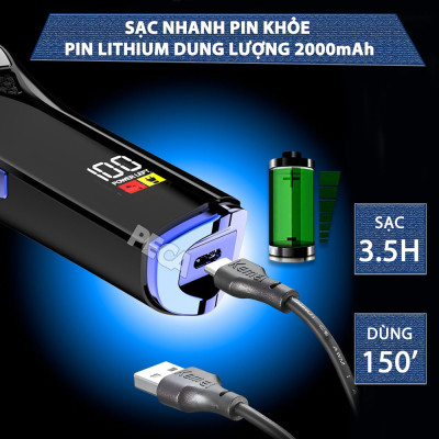 Tông đơ chấn viền Kemei KM-1556 lưỡi cắt mạ carbon cao cấp công suất 5W - Chính hãng