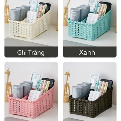 KHAY NHỰA LUXURY GIẢ MÂY HÀN QUỐC / KHAY CẮM BÚT & CARD VĂN PHÒNG KHAY ĐỂ MỸ PHẨM ĐÁNG YÊU XINH XINH M-SL4005