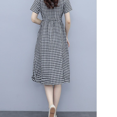 Đầm đũi nữ ngắn tay, họa tiết kẻ caro trẻ trung, 2 túi bên thời trang, đầm có dây rút eo tôn dáng NH174