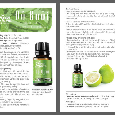 Tinh dầu vỏ bưởi Greenfarm 20ml