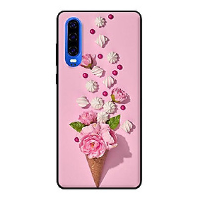 Ốp lưng in cho Huawei P30 mẫu Kem Hoa Hồng - Hàng chính hãng