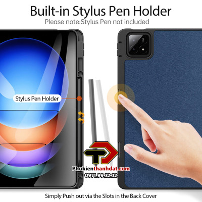 Bao da chống sốc cho Xiaomi Pad 6S Pro chính hãng Dux Ducis Domo có khay đựng bút - Hàng chính hãng