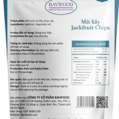 Mít Sấy Chân Không (Jackfruit Chips), Giòn Xốp Tự Nhiên – BAVIFOOD, Khối Lượng:  1 kg (thùng = 10 gói x 100 grs/gói) – Premium