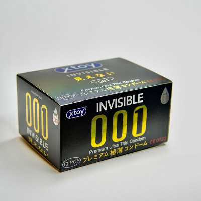 Bao cao su XTOY INVISIBLE 001 siêu mỏng, nhiều gel bôi trơn, hương thơm - Hộp 10 chiếc