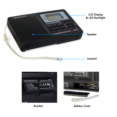 Radio kĩ thuật số Retekess MW / FM / SW Radio âm thanh nổi 9KHz Pocket World Band Điều chỉnh kỹ thuật số Radio Mini DSP