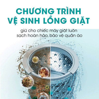 Máy Giặt Hisense 8kg WTZQ8012UT Bộ Giặt Xơ Vải Làm Sạch, Vệ Sinh Lồng Giặt, Vắt Khô, Bảo Hành Chính Hãng 24 Tháng - Hàng Chính Hãng