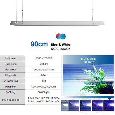 Đèn led ONF Flat One+ 60, 90 cm Blue Yellow White quang phổ trồng cây bể thủy sinh cá tép