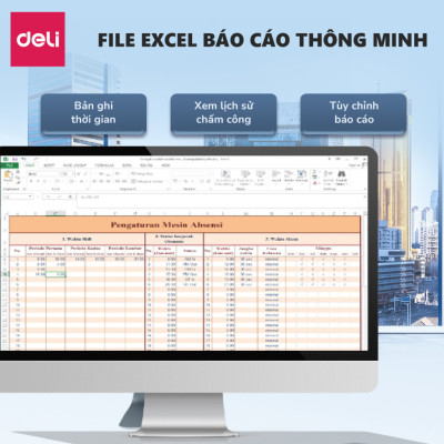 Máy Chấm Công Quét Vân Tay Và Nhận Dạng Khuôn Mặt DELI Mẫu Mới - Hàng Chính Hãng - Thiết Bị Văn Phòng Màn Mình LCD 2.4" Có Tiếng Việt ES161