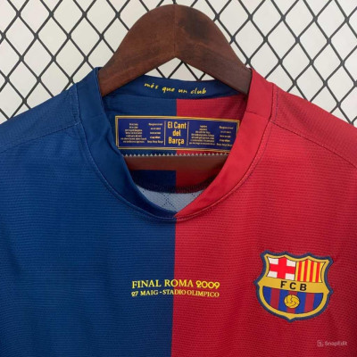 Áo Bóng Đá Retro Barcelona 2008 Dài Tay - Sân Nhà bản cao cấp vải Cotton Polyester