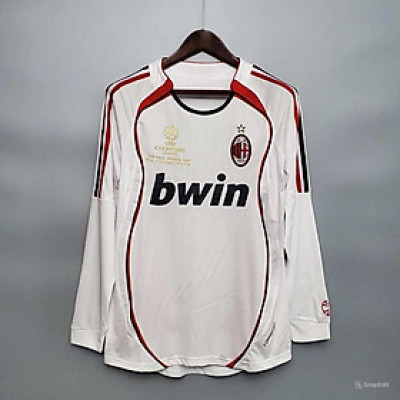 Áo Bóng Đá Retro AC Milan 2006 Dài Tay - Sân Khách bản cao cấp vải Cotton Polyester