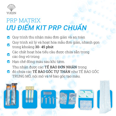 10 Bộ Kit PRP Matrix Yuejin - Hàng cty 18 món, bộ Kit tách huyết tương giàu tiểu cầu, có sẵn chất hoạt hóa