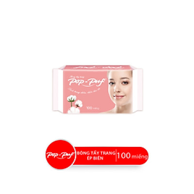 Bao Bông Tẩy Trang Ép Biên POP-PUF, 100 Miếng/Bao