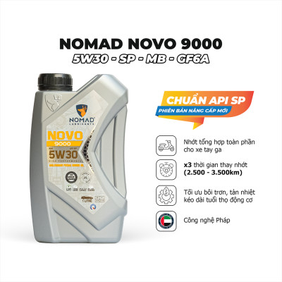 Nhớt Xe Tay Ga Tổng Hợp Toàn Phần Cao Cấp NOMAD 5W30 SP Chai 1L TẶNG Nhớt Hộp Số Xe Ga BCP 120ML, Hàng Nhập Khẩu Chính Hãng