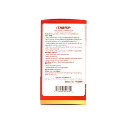 Viên Uống Bổ Phổi, Thải Độc Phổi, Hỗ Trợ Viêm Xoang L3 - Support Olympian Labs Mỹ 30 Viên