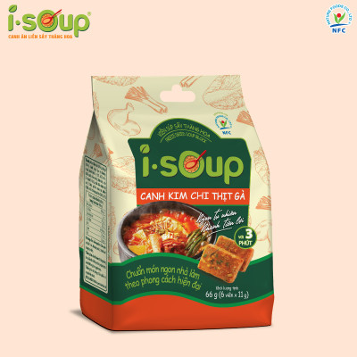 Combo 3 Túi Canh ISOUP (Kim Chi + Mây+ Súp Nấm) - Canh Ăn Liền Sấy Thăng Hoa