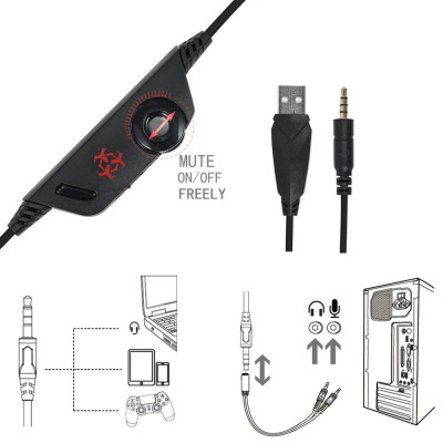 Tai nghe chơi game Hunterspider V-3  có dây 3.5mm  loại bỏ tiếng ồn có micrô LED ánh sáng