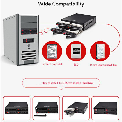 Ổ cứng Di động OImaster 4 Bays 2,5 ’’ SATA HDD SSD  Giá đỡ Mặt sau với Chức năng Khóa Bàn phím Hỗ trợ Hot-swap 6Gbps