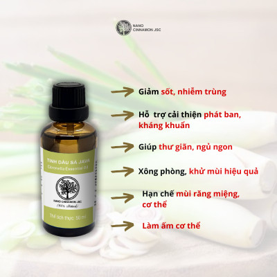 Tinh dầu Sả thiên nhiên nguyên chất Nano Cinnamon 10/30/50/100ml - thư giãn, khử mùi, đuổi côn trùng. Có kiểm định.