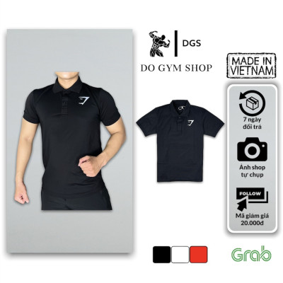 Áo polo nam tập gym DO GYM SHOP logo thêu thun cá sấu thoáng mát, không xù lông