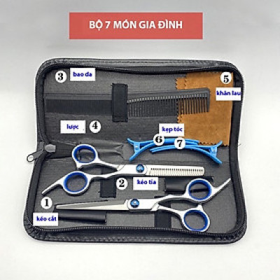 Bộ Kéo Cắt Tóc Gia Đình Thép Không Gỉ Lưỡi Sắc Bén Cao Cấp HAND MADE Chuyên Nghiệp TẶNG Nhiều Quà Tặng Kéo Tỉa Tóc Tặng Lược Cắt Tóc Cực Sang Trọng Nam Nữ Tiện Lợi