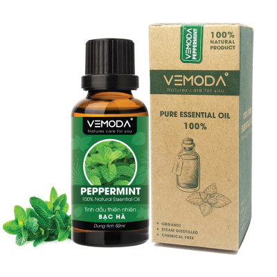 Tinh dầu xông phòng cao cấp gồm 2 chai tinh dầu nguyên chất: tinh dầu Sả chanh (50ml) + tinh dầu Bạc hà (50ml) Vemoda