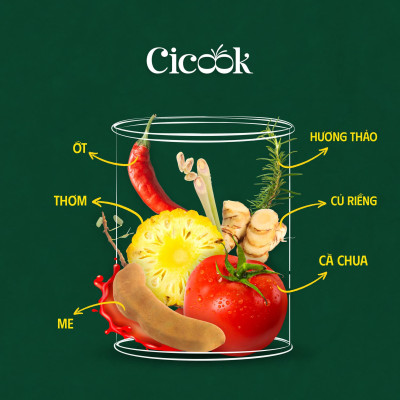 Combo 4 Lon Xốt Lẩu Chua Cay Cicook, Ngon Chuẩn Vị Không Cần Thêm GIa Vị 370g *4