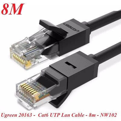 Ugreen UG20163NW102TK 8M màu Đen Cáp mạng LAN CAT6 UTP - HÀNG CHÍNH HÃNG