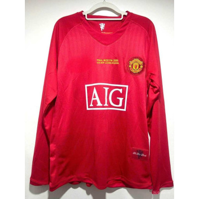 Áo Bóng Đá Retro Manchester United 2008 Dài Tay - Sân Nhà In Tên Ronaldo Số 7 bản cao cấp vải Cotton Polyester