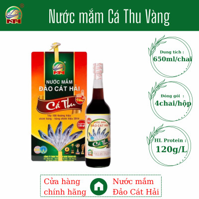 Nước Mắm Cá Thu Vàng hàm lượng Protein cao, dung tích 650ml/chai