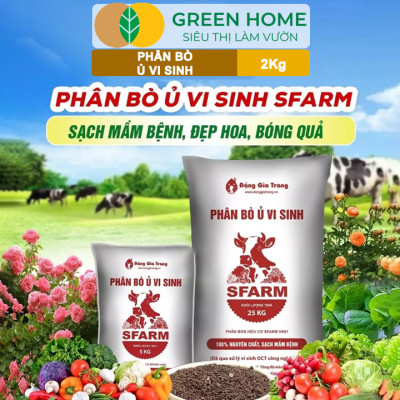 Phân Bò Ủ Vi Sinh GreenHome, Sfarm, Bao 5kg, Bổ Sung Dinh Dưỡng Đa, Trung, Vi Lượng Và Acid Humic