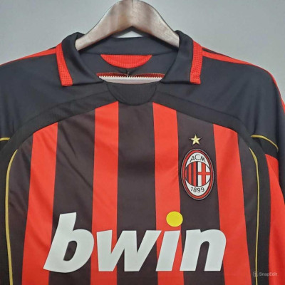 Áo Bóng Đá Retro AC Milan 2006 - Sân Nhà In Tên Nesta Số 13 bản cao cấp vải Cotton Polyester