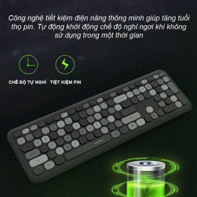 Combo bàn phím chuột không dây MOFII 666 thiết kế hiện đại đa dạng màu sắc kết nối bằng chip USB 2.4GHz - HÀNG CHÍNH HÃNG 