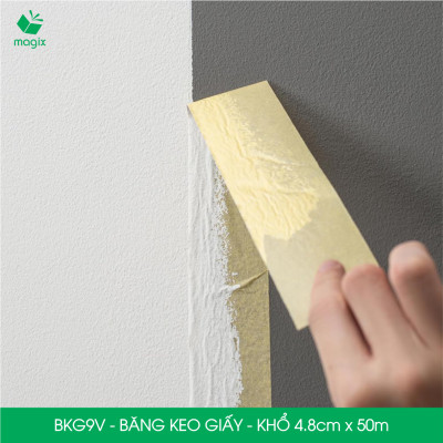 BKG9V - Block 3 cuộn băng keo giấy khổ 4.8cm x 50m - Băng dính giấy viết được, chặn màu sơn