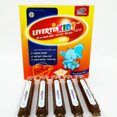 SIRO MÁT GAN TRẺ EM LIVERTIN KIDS - THANH NHIỆT MÁT GAN GIẢI ĐỘC - DỊ ỨNG - MẨN NGỨA NỔI MỀ ĐAY - NHIỆT MIỆNG - HỘP 20 ỐNG NHỰA BẺ