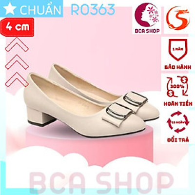 [CÔNG SỞ]  Giày cao gót nữ màu 4p RO363 ROSATA tại BCASHOP bít mũi, nhấn nơ kim loại vuông, kiểu dáng công sở thanh lịch