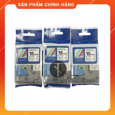 Nhãn In đa lớp Tz2-241 - Đen nền trắng 18mm x 8m - Hàng nhập khẩu