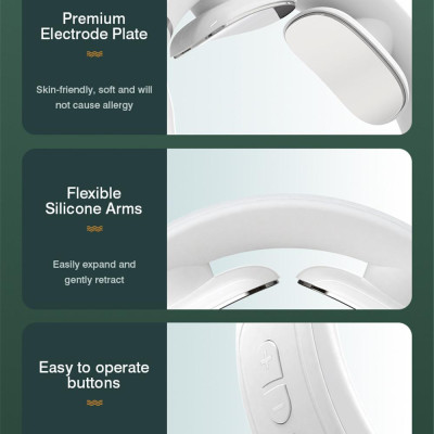 CINCATDY Foldable Portable Neckband Earphone Wireless In-Ear Headset Comfortable Ergonomic Neckband Design Intelligent Neck Massage