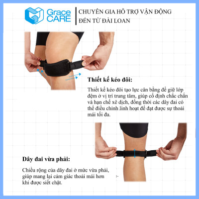 Đai Cố Định Khớp Gối Dưới, Xương Bánh Chè Grace Care KB224 – Giảm Đau, Cố Định, Hỗ Trợ Vận Động