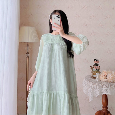 De Leah - Đầm Suông Đuôi Cá Xếp Li Ngực - Thời Trang Thiết Kế