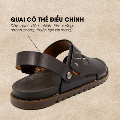 Sandal Tomoyo Da Bò Thật Đế Rãnh Chống Trượt TMS301