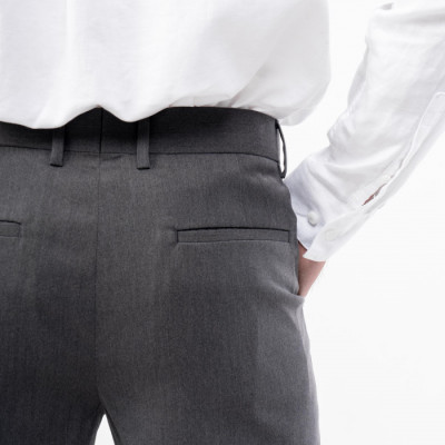 Quần Vải Nam ROUTINE Form Slim Crop vải mềm màu xám - 10F21PFO002CR1 | LASTORE MENSWEAR