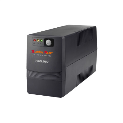 Bộ lưu điện UPS PROLINK PRO1201SFCU (1200VA) công suất 600W, tích hợp bộ AVR, sạc siêu nhanh, dùng cho PC, Camera, Wifi - Hàng chính hãng