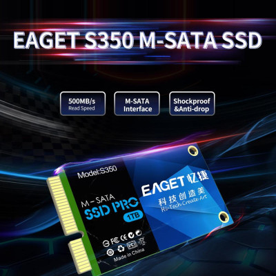 EAGET S350 SSD M-SATA Solid State Drive High Speed Transmission Compact Slient Shockproof SSD for PC Laptop 1TB